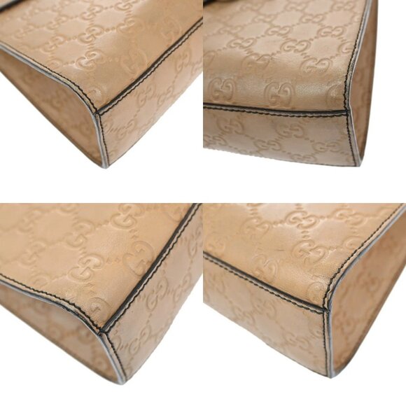 GUCCI Logo Emily Guccissima GG Pattern Chain Shoulder Bag Leather Beige 74KA690 - Picture 7 of 16